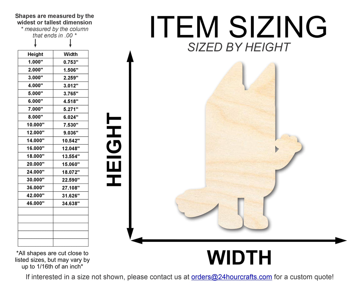 Unfinished Wood Cartoon Aussie Dog Shape - Craft - up to 46" DIY