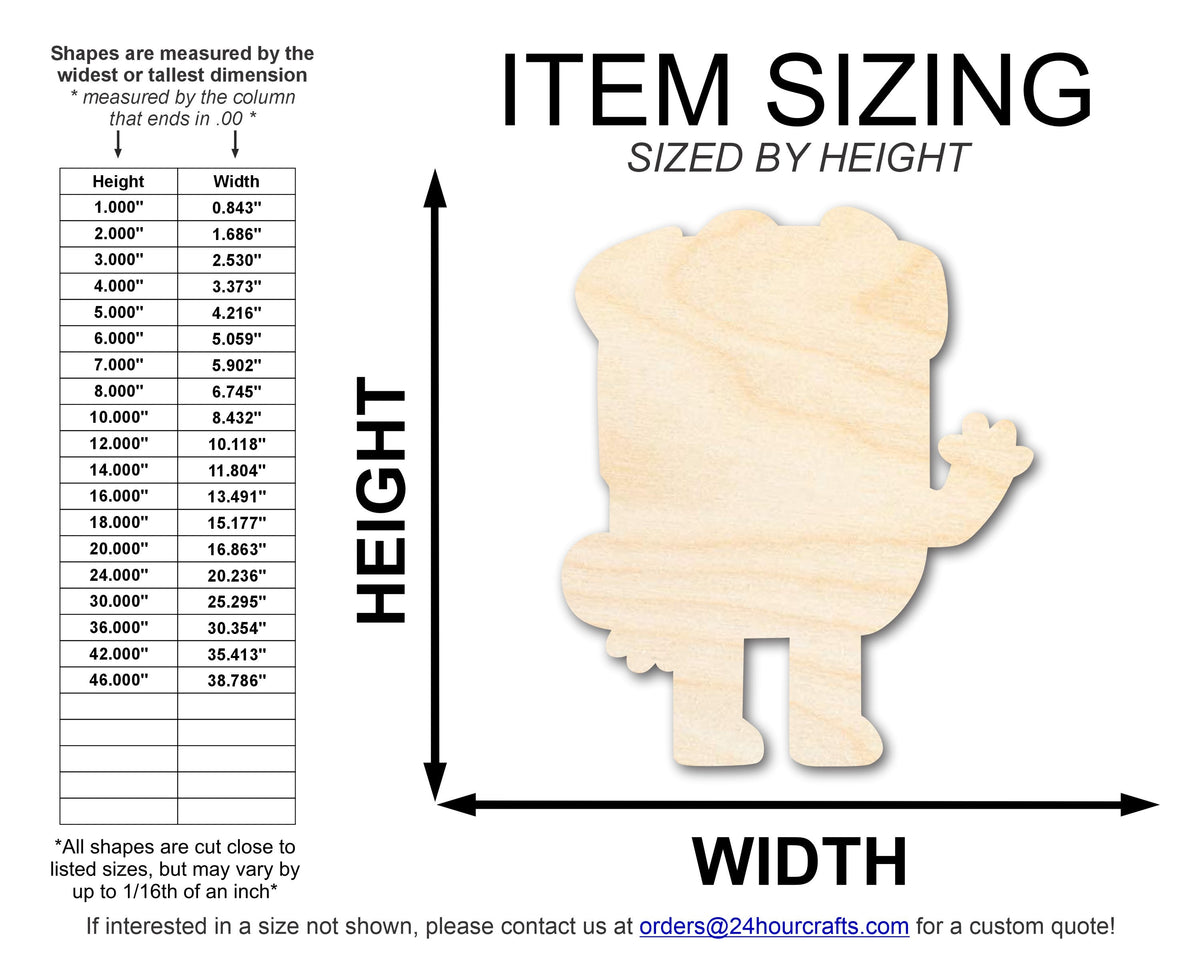 Unfinished Wood Cartoon Pug Shape - Craft - up to 46" DIY
