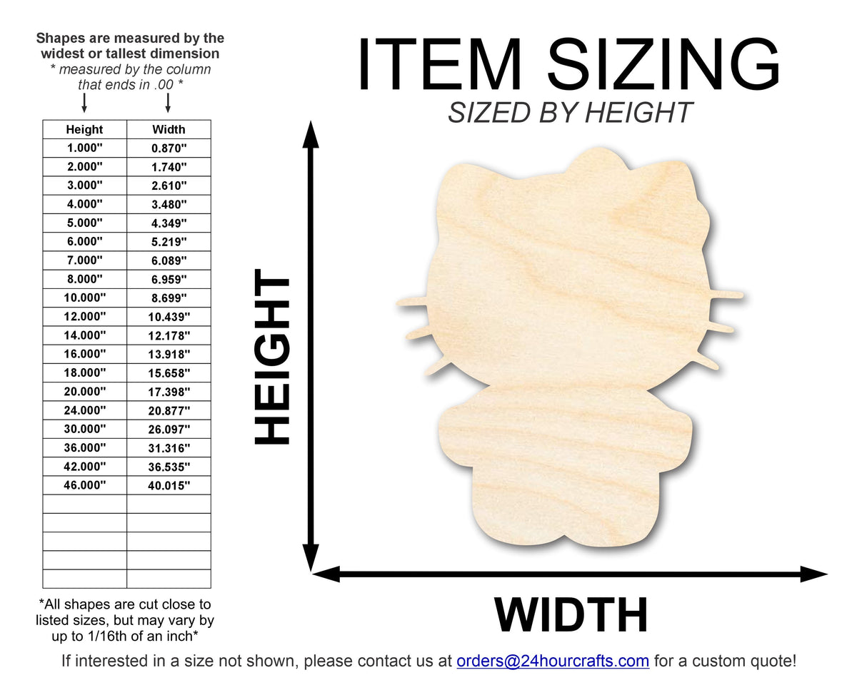 Unfinished Wood Cartoon Kitty Shape - Craft - up to 46" DIY