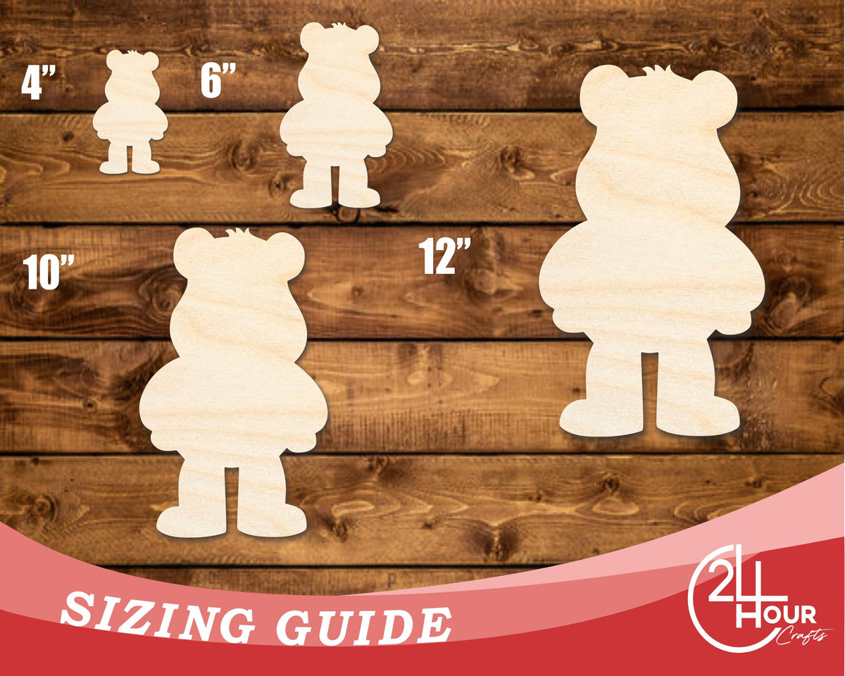 Unfinished Wood Grumpy Cartoon Bear Shape - Craft - up to 46" DIY