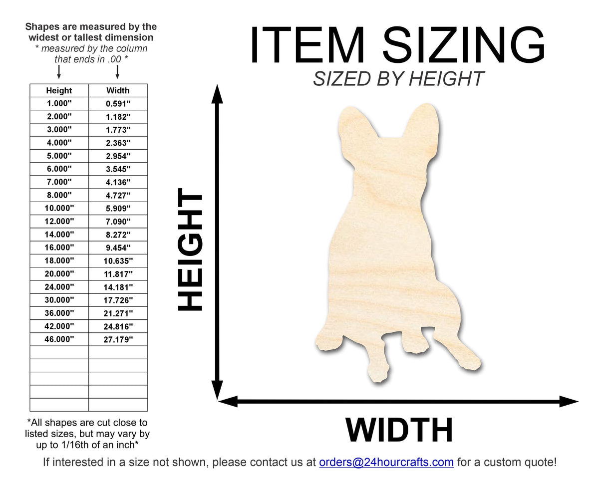 Unfinished Wood Sitting French Bulldog Shape - Craft - up to 46" DIY