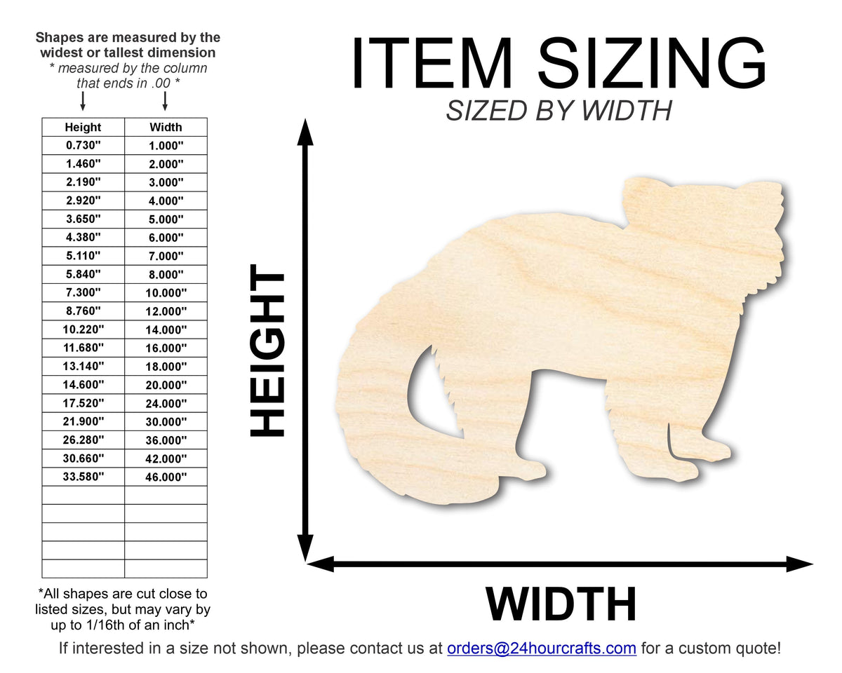 Unfinished Wood Red Panda Shape - Craft - up to 46" DIY