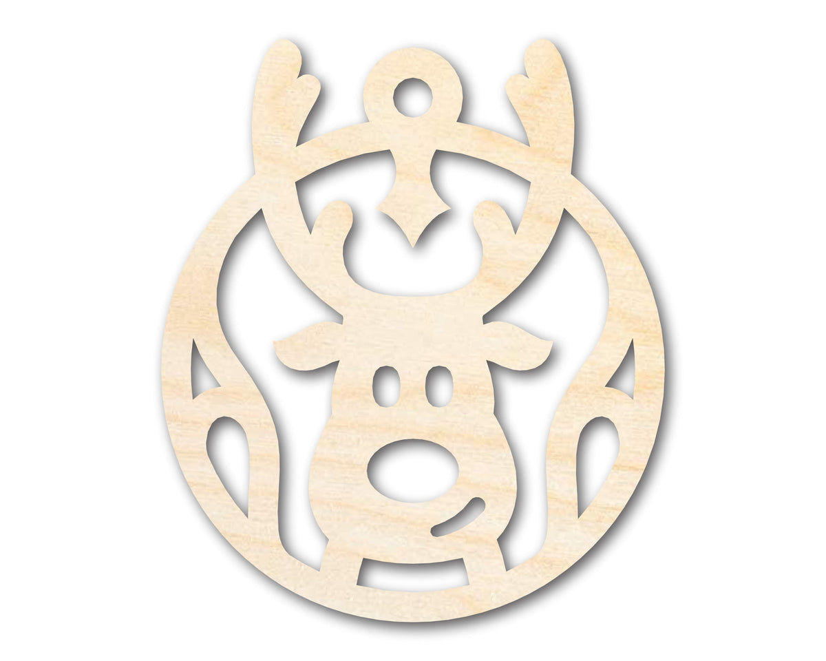 Unfinished Wood Reindeer Head Ornament Shape - Craft - up to 46" DIY
