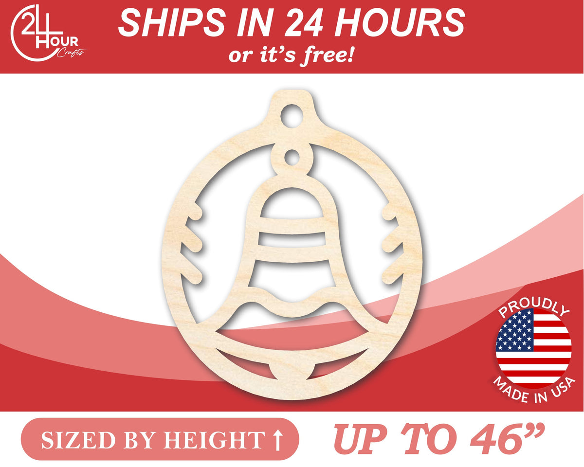 Unfinished Wood Bell Ornament Shape - Craft - up to 46" DIY