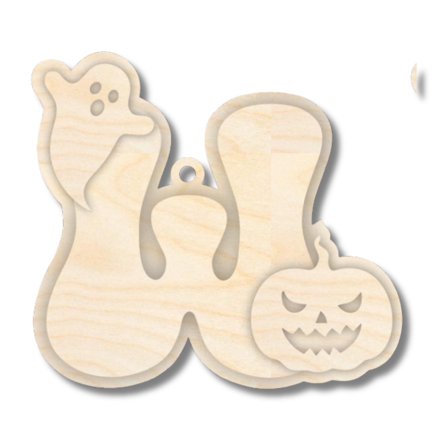Unfinished Wood Layered Letter Halloween Ghost & Pumpkin Tags | A-Z | 4 Piece | 6" Tall | 1/8" Wood | Wood Craft DIY