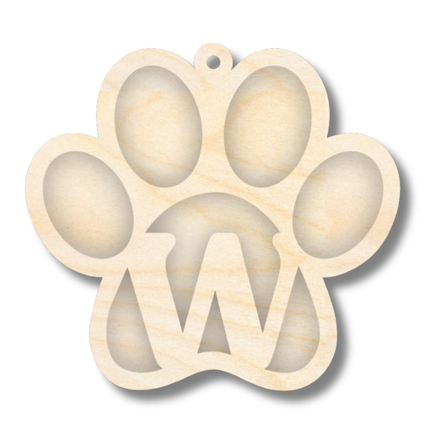 Unfinished Wood Layered Letter Paw Print Tags | A-Z | 2 Piece | 5" Wide | 1/8" Wood | Wood Craft DIY