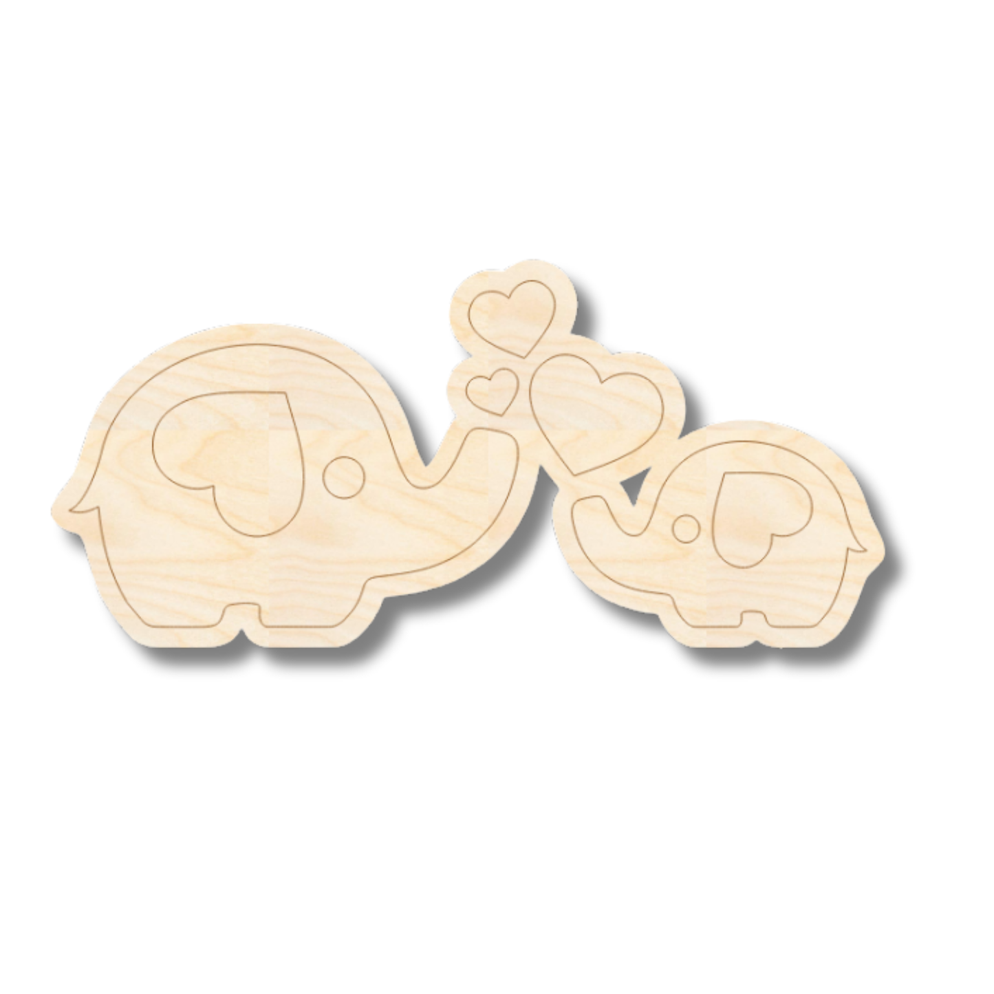Unfinished Wood Etched Baby Elephants Shape | Paint By Line Crafts | up to 30" DIY