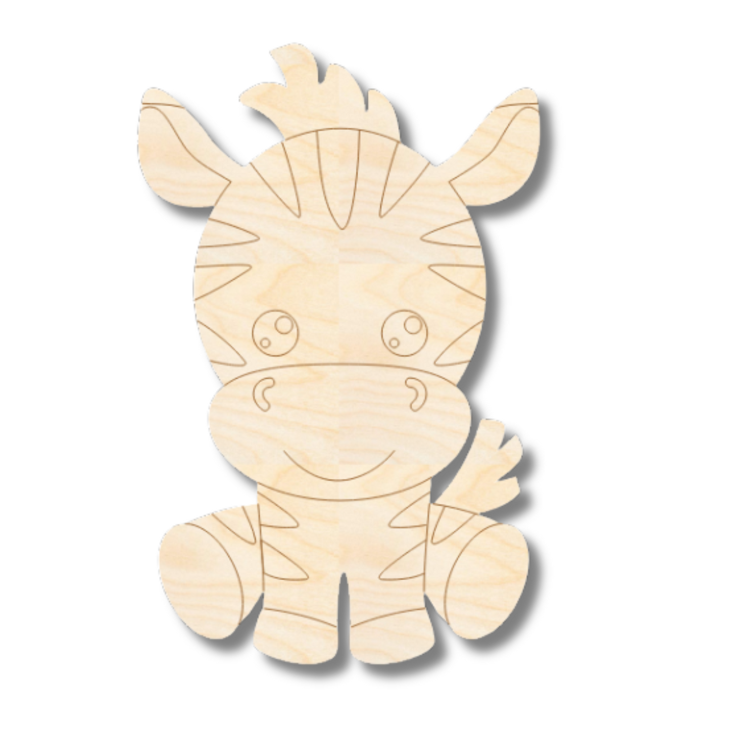 Unfinished Wood Etched Zebra Shape | Paint By Line Crafts | up to 30" DIY