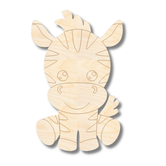 Unfinished Wood Etched Zebra Shape | Paint By Line Crafts | up to 30" DIY