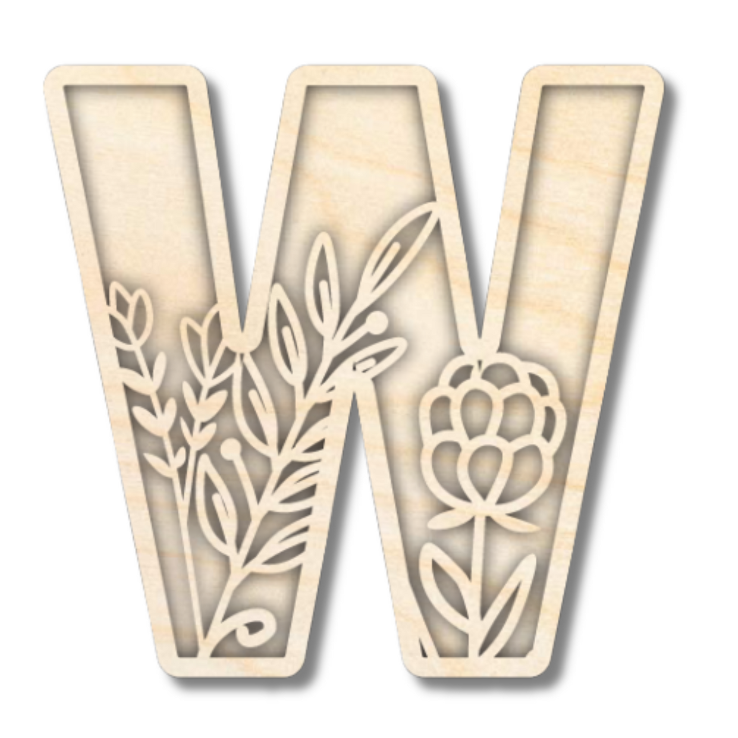 Unfinished Wood Layered Themed Letters | Wild Flowers | A-Z | 2 Piece | up to 24"