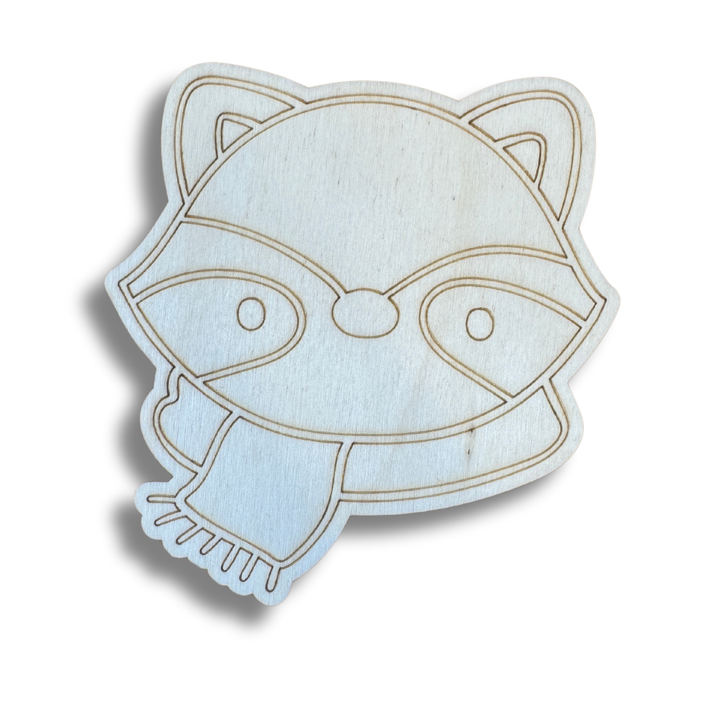 Unfinished Wood Etched Raccoon Head Shape | Paint By Line Crafts | up to 30" DIY