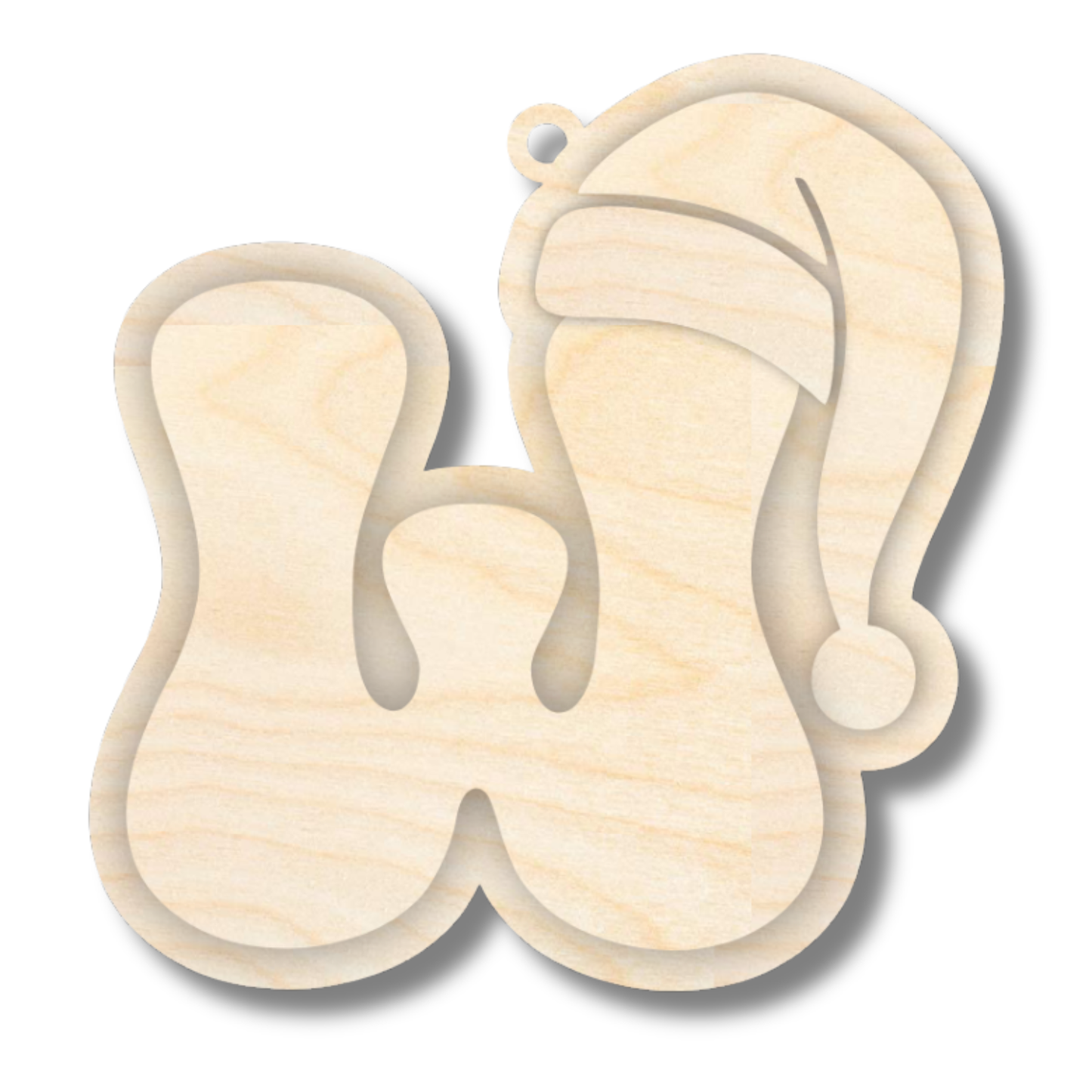 Unfinished Wood Layered Letter Santa Hat Tags | A-Z | 4 Piece | 6" Tall | 1/8" Wood | Wood Craft DIY