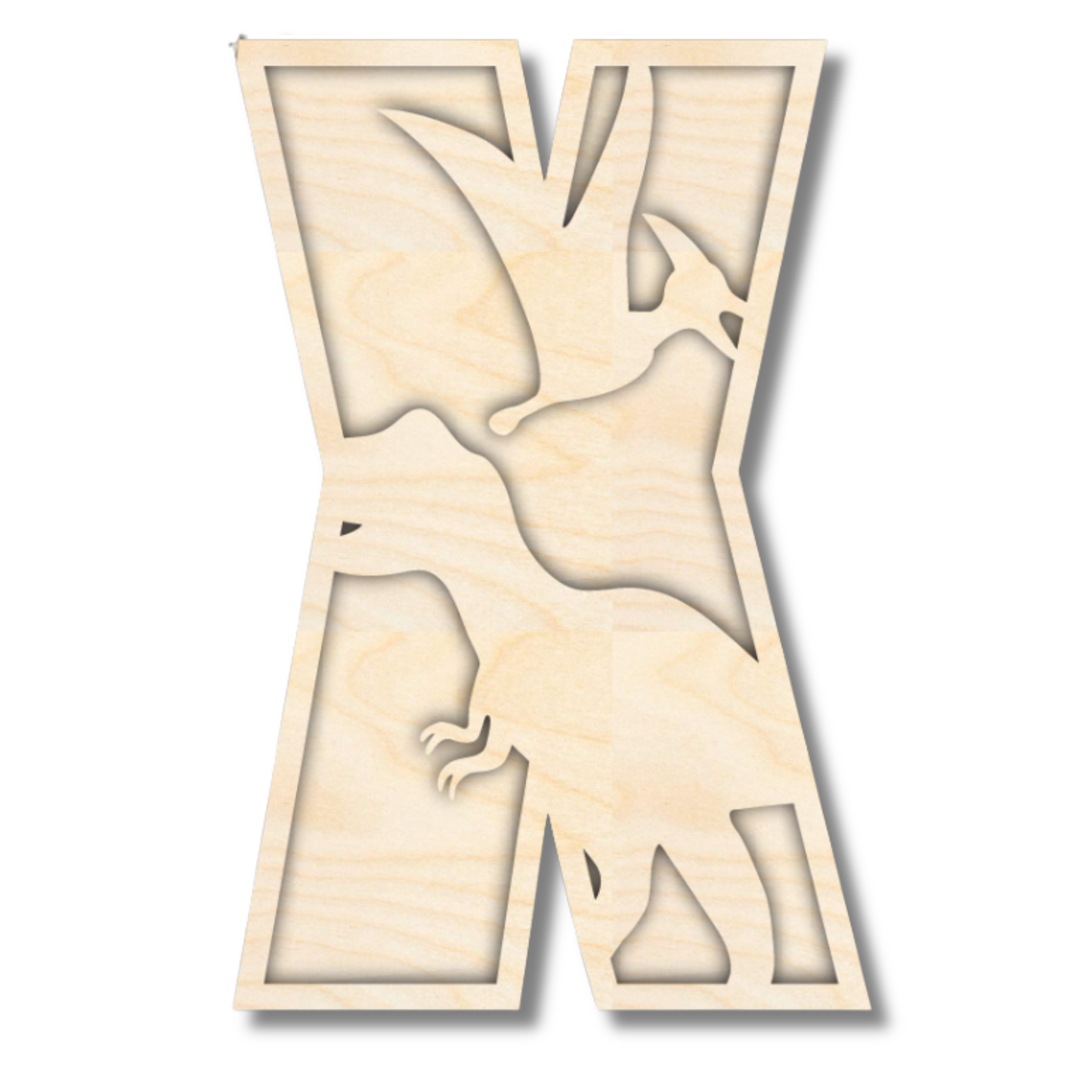 Unfinished Wood Layered Themed Letters | Dinosaur | A-Z | 2 Piece | up to 24"