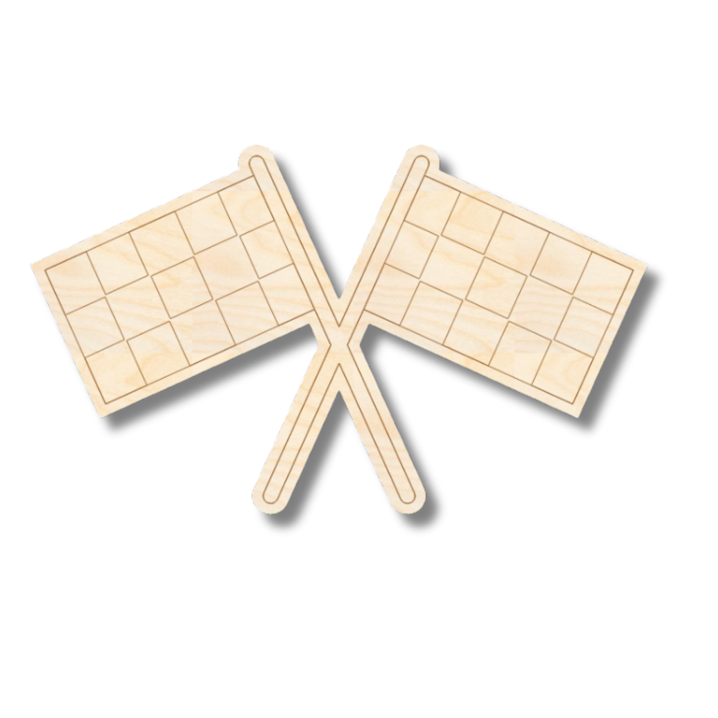 Unfinished Wood Etched Racing Flags Shape | Paint By Line Crafts | up to 30" DIY