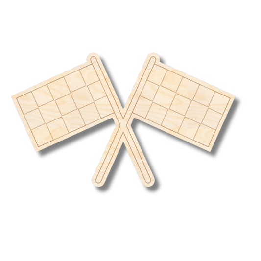 Unfinished Wood Etched Racing Flags Shape | Paint By Line Crafts | up to 30" DIY