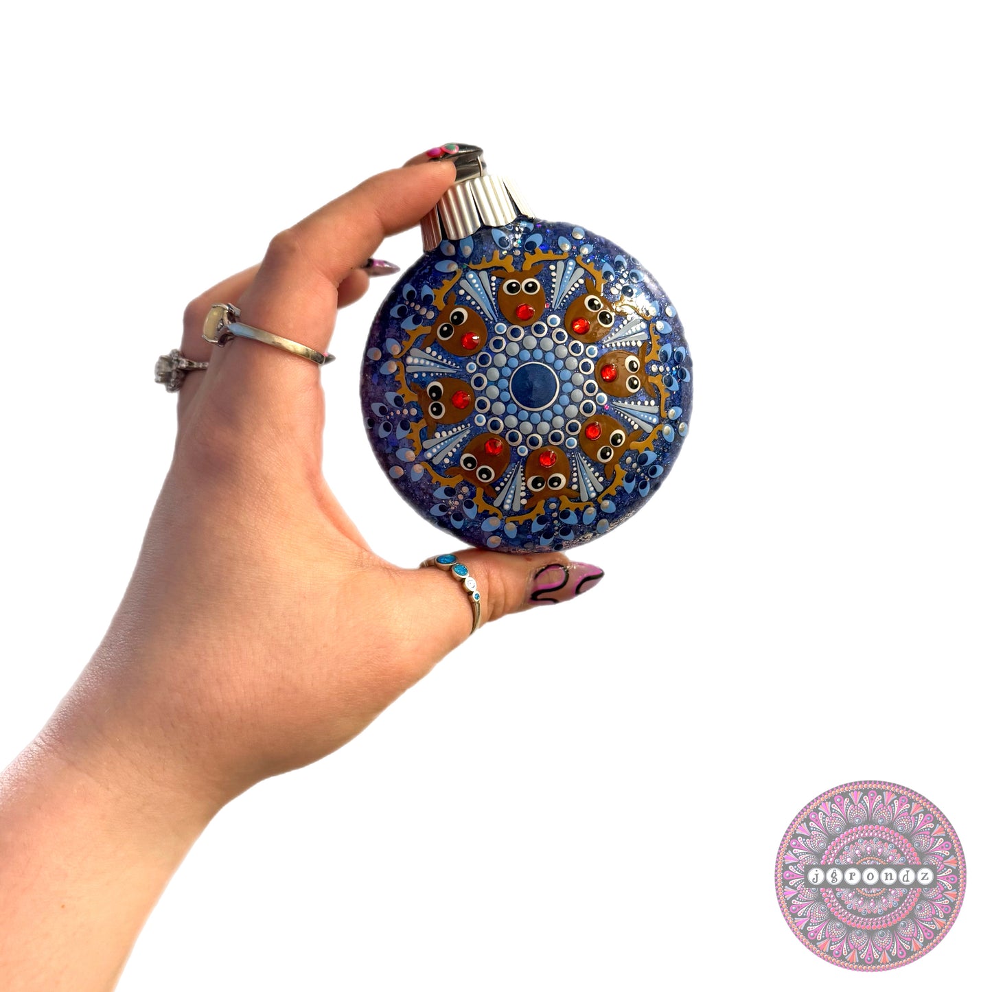 3” Rudolph Mandala Glitter Ornament