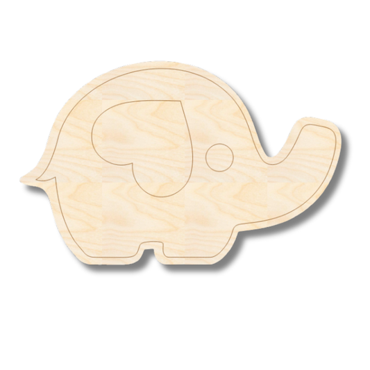 Unfinished Wood Etched Baby Elephant Shape | Paint By Line Crafts | up to 30" DIY