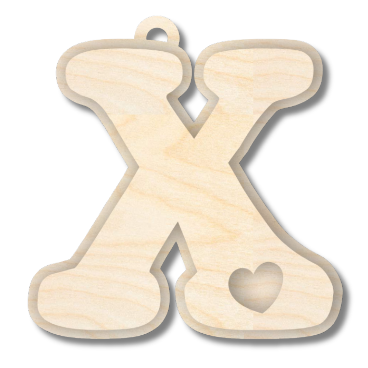 Unfinished Wood Layered Letter Valentines Tags | A-Z | 2 Piece | 6" Tall | 1/8" Wood | Wood Craft DIY