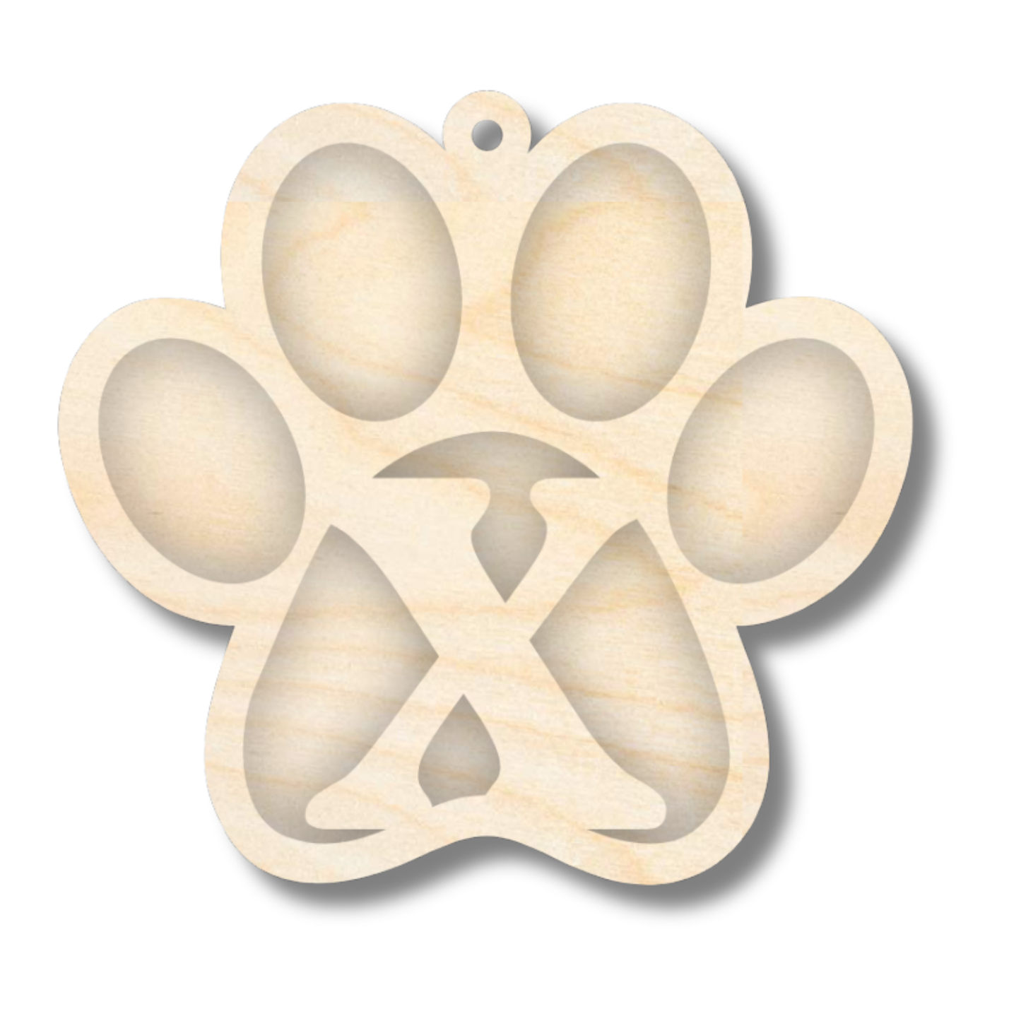 Unfinished Wood Layered Letter Paw Print Tags | A-Z | 2 Piece | 5" Wide | 1/8" Wood | Wood Craft DIY