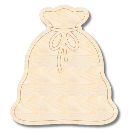 Unfinished Wood Etched Santa's Sack Shape | Paint By Line Crafts | up to 30" DIY