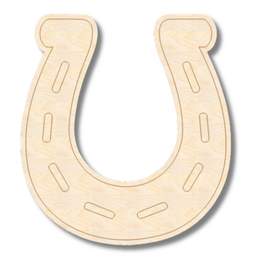 Unfinished Wood Etched Horseshoe Shape | Paint By Line Crafts | up to 30" DIY