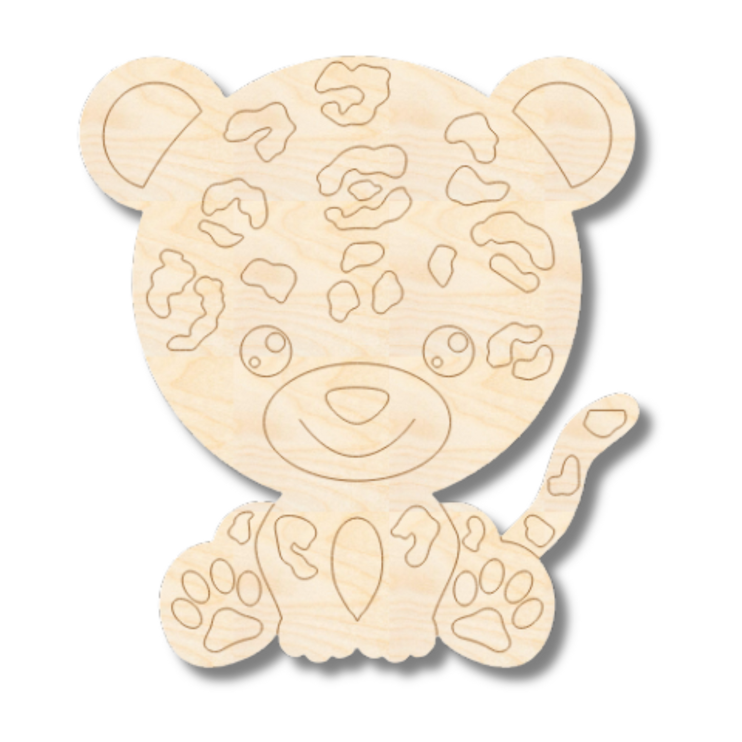 Unfinished Wood Etched Cheetah Shape | Paint By Line Crafts | up to 30" DIY