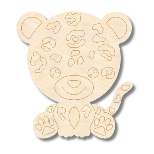 Unfinished Wood Etched Cheetah Shape | Paint By Line Crafts | up to 30" DIY