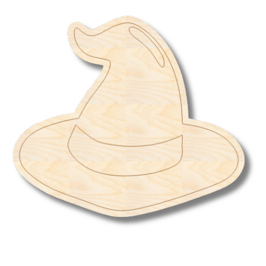 Unfinished Wood Etched Cute Witch Hat Shape | Paint By Line Crafts | up to 30" DIY