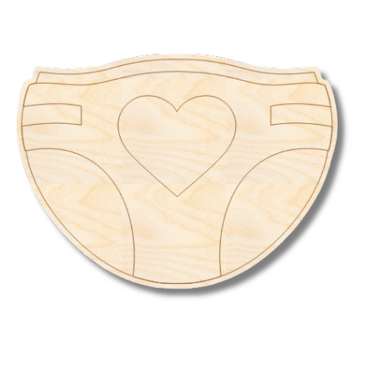 Unfinished Wood Etched Diaper Shape | Paint By Line Crafts | up to 30" DIY