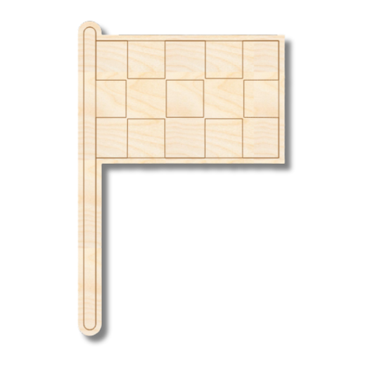 Unfinished Wood Etched Racing Flag Shape | Paint By Line Crafts | up to 30" DIY