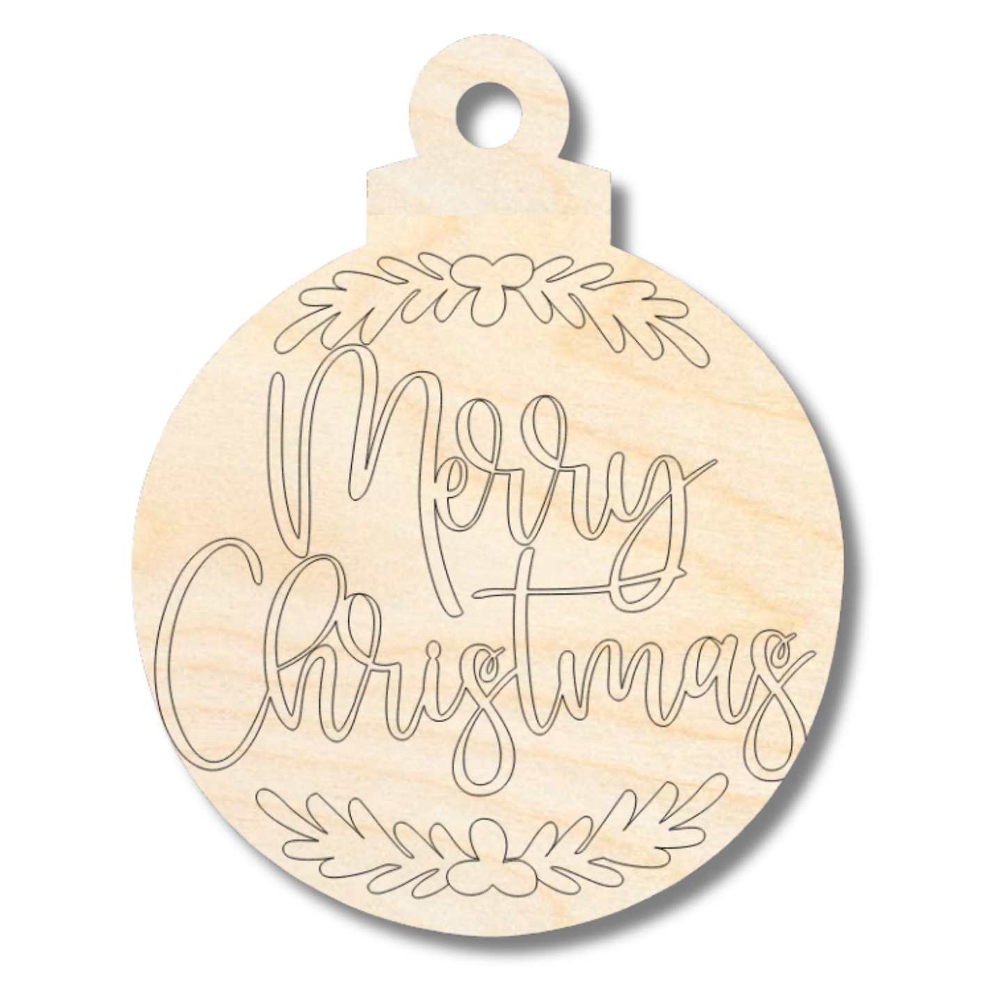 Unfinished Wood Etched Merry Christmas Ornament Shape | Paint By Line Crafts | up to 30" DIY