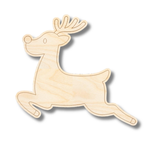 Unfinished Wood Etched Reindeer Shape | Paint By Line Crafts | up to 30" DIY