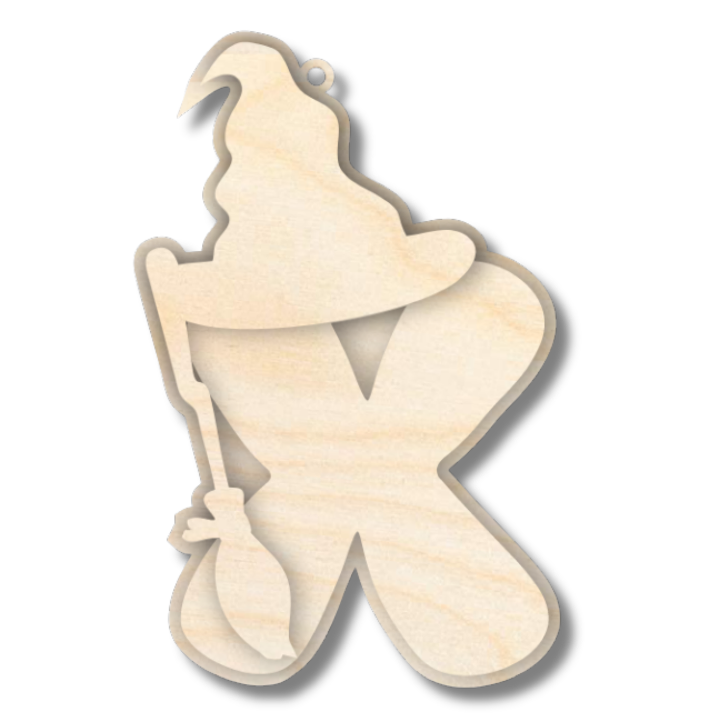 Unfinished Wood Layered Letter Halloween Witch Tags | A-Z | 3 Piece | 6" Tall | 1/8" Wood | Wood Craft DIY