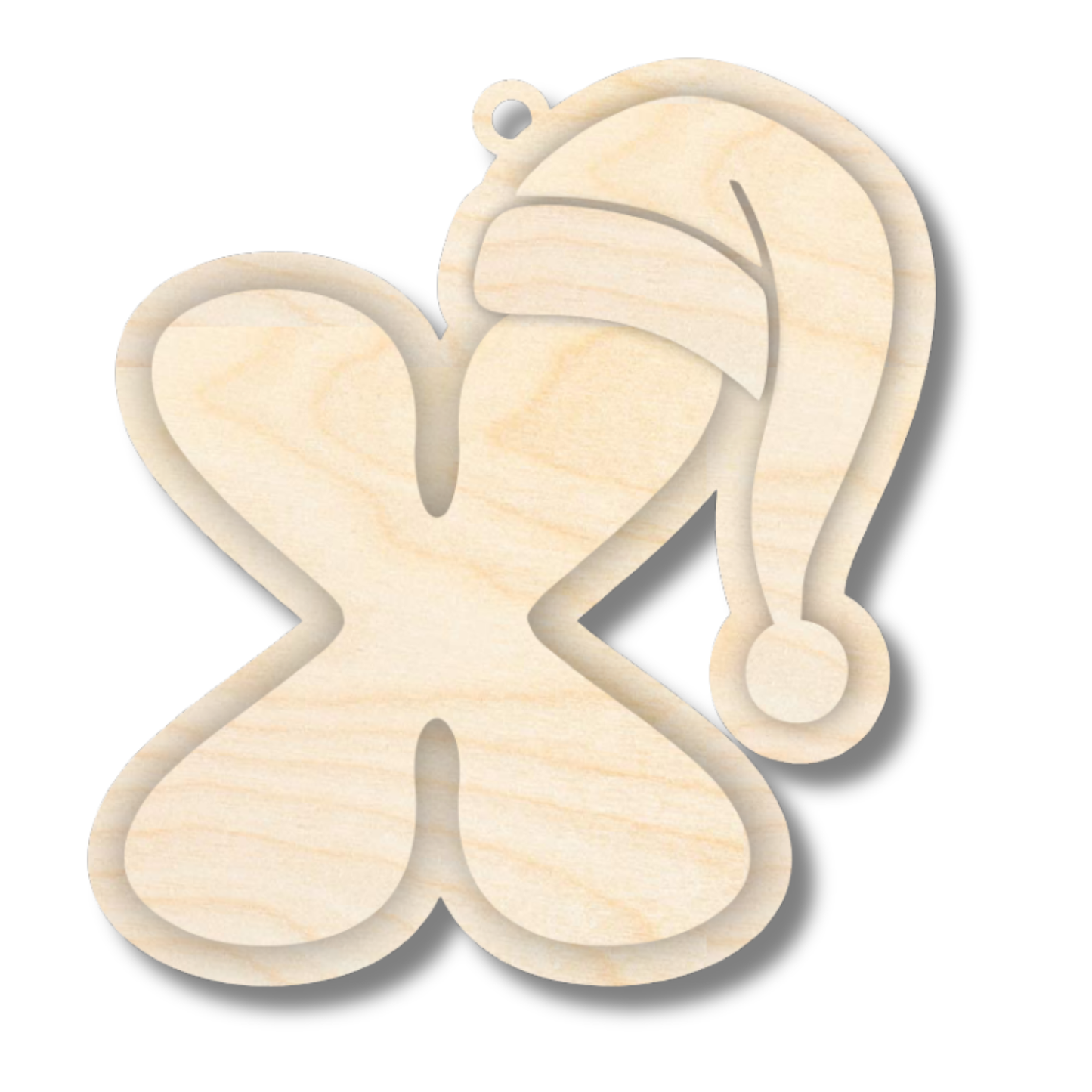 Unfinished Wood Layered Letter Santa Hat Tags | A-Z | 4 Piece | 6" Tall | 1/8" Wood | Wood Craft DIY