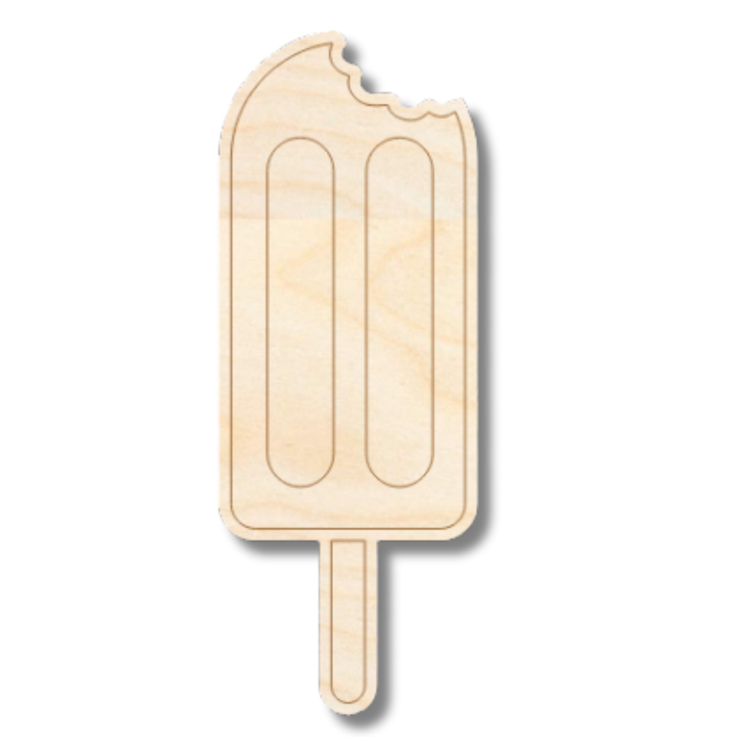Unfinished Wood Etched Popsicle With Bite Shape | Paint By Line Crafts | up to 30" DIY