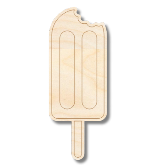 Unfinished Wood Etched Popsicle With Bite Shape | Paint By Line Crafts | up to 30" DIY