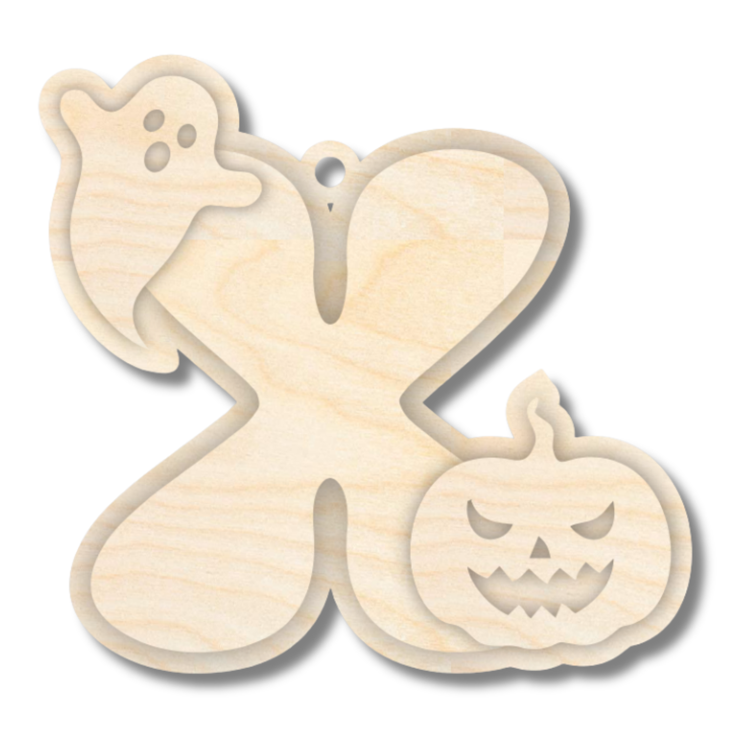 Unfinished Wood Layered Letter Halloween Ghost & Pumpkin Tags | A-Z | 4 Piece | 6" Tall | 1/8" Wood | Wood Craft DIY