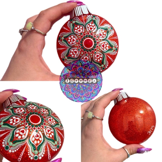 3” Paw Print Mandala Glitter Ornament