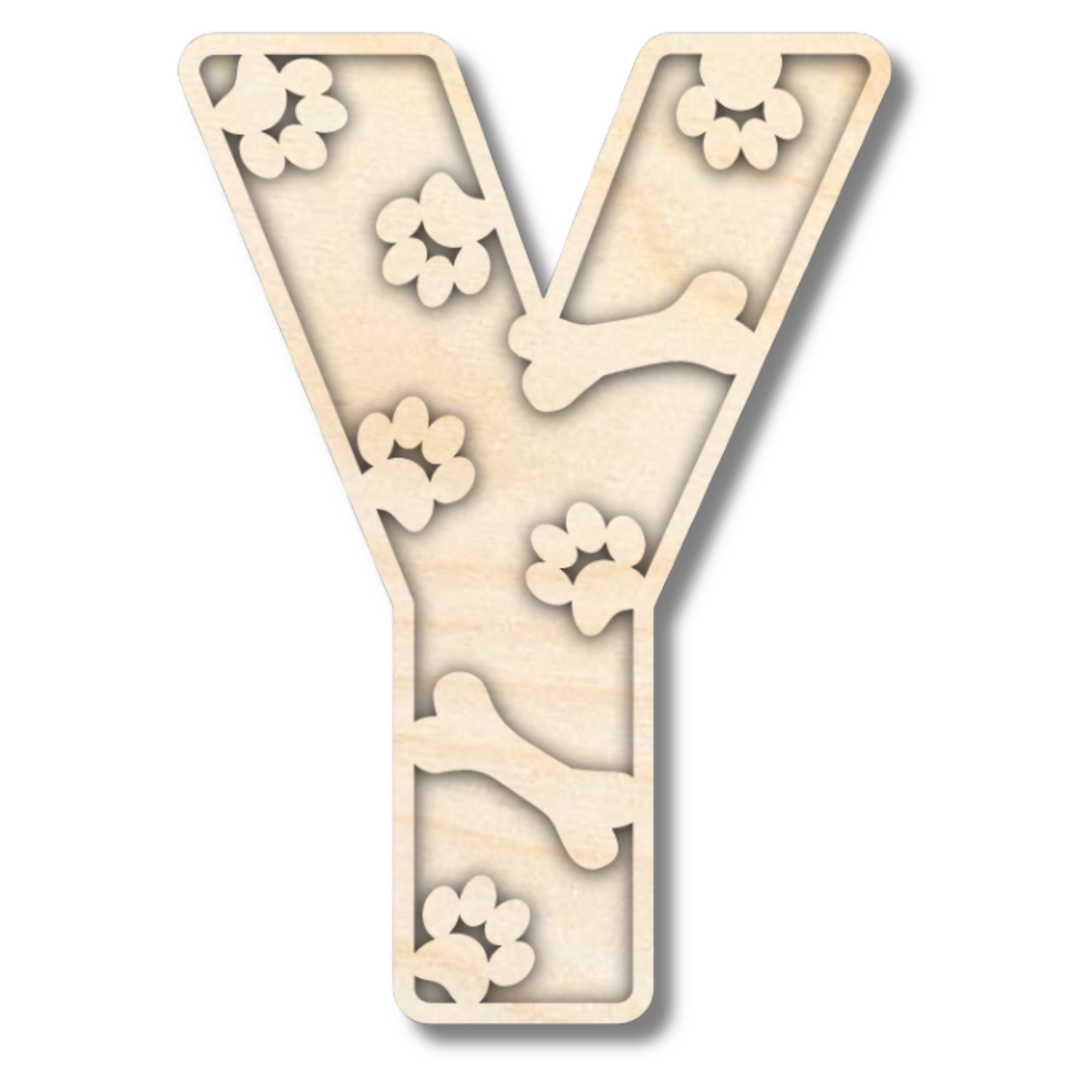 Unfinished Wood Layered Themed Letters | Paw Print | A-Z | 2 Piece | up to 24"