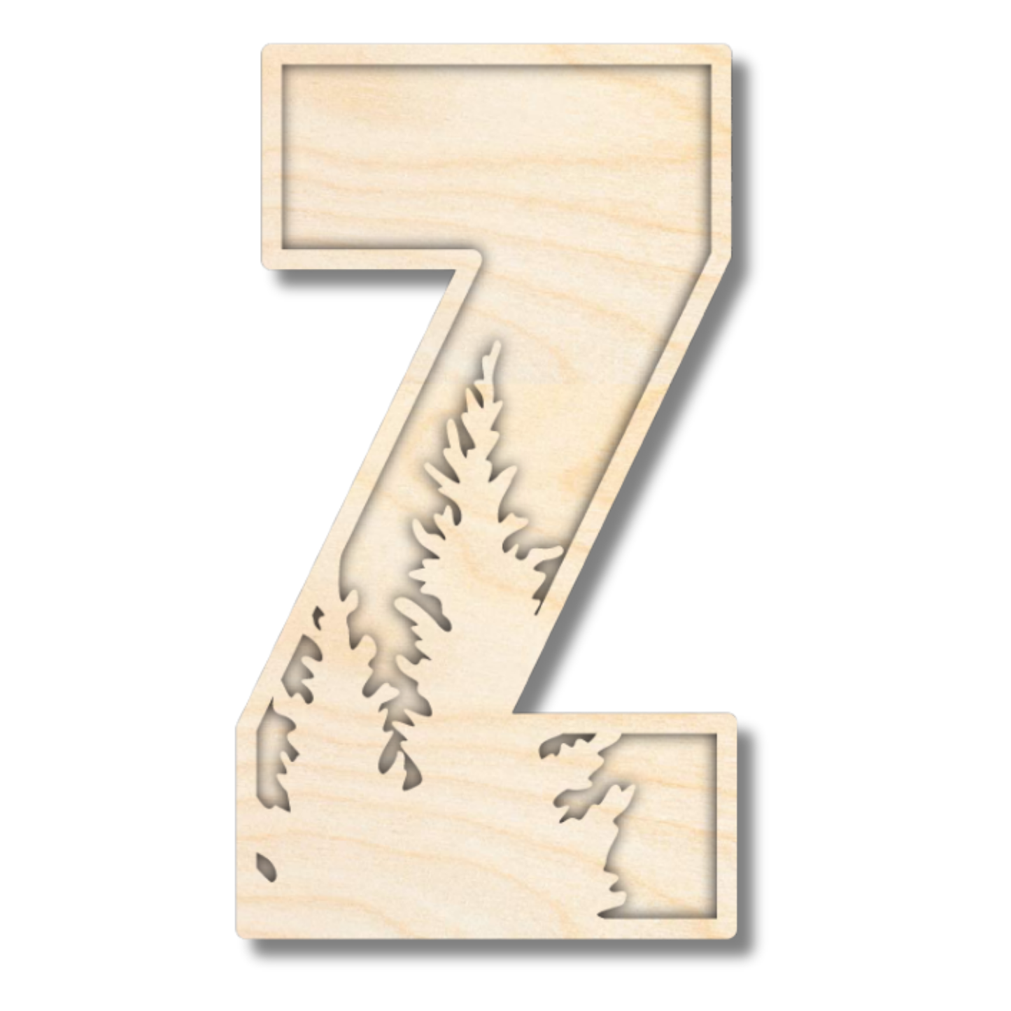 Unfinished Wood Layered Themed Letters | Pine Trees | A-Z | 2 Piece | up to 24"