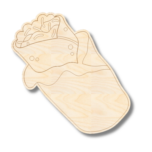 Unfinished Wood Etched Burrito Shape | Paint By Line Crafts | up to 30" DIY