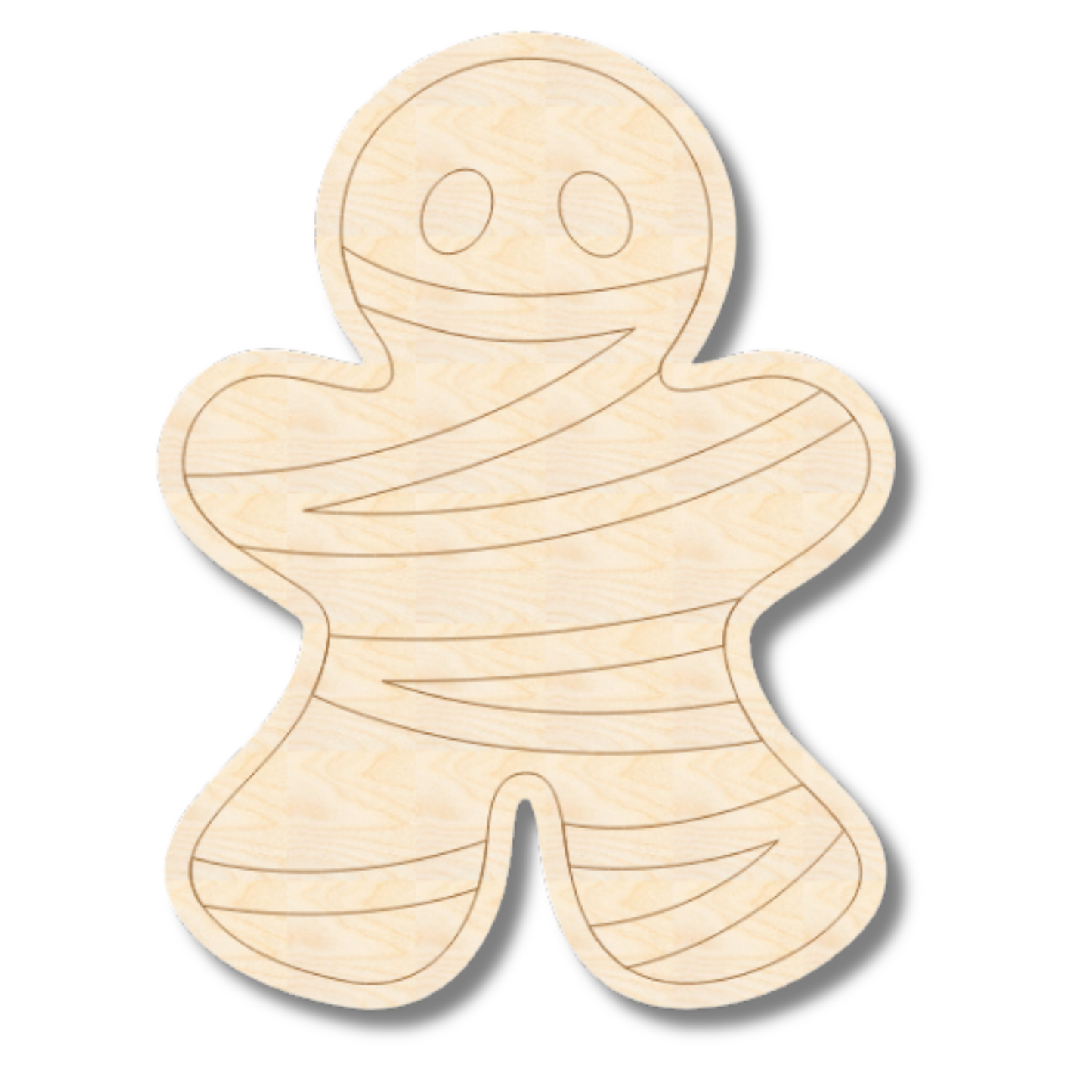 Unfinished Wood Etched Cute Mummy Shape | Paint By Line Crafts | up to 30" DIY