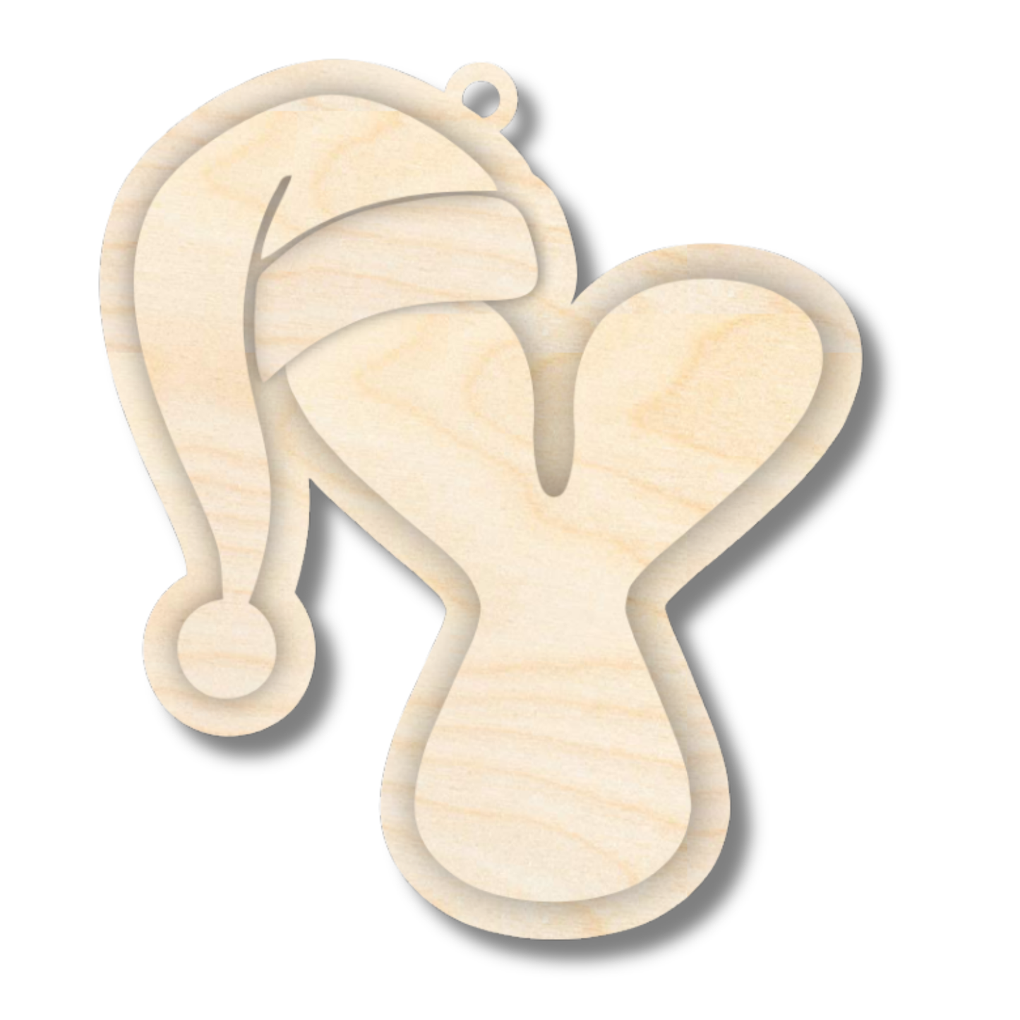 Unfinished Wood Layered Letter Santa Hat Tags | A-Z | 4 Piece | 6" Tall | 1/8" Wood | Wood Craft DIY