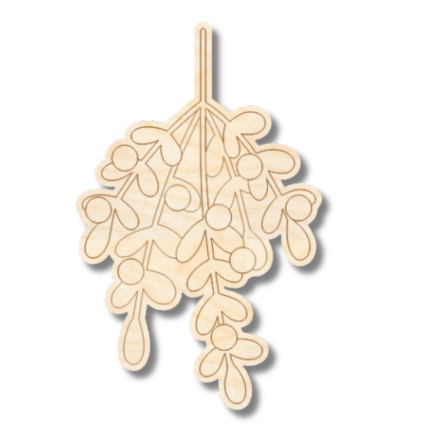 Unfinished Wood Etched Miseltoe Shape | Paint By Line Crafts | up to 30" DIY