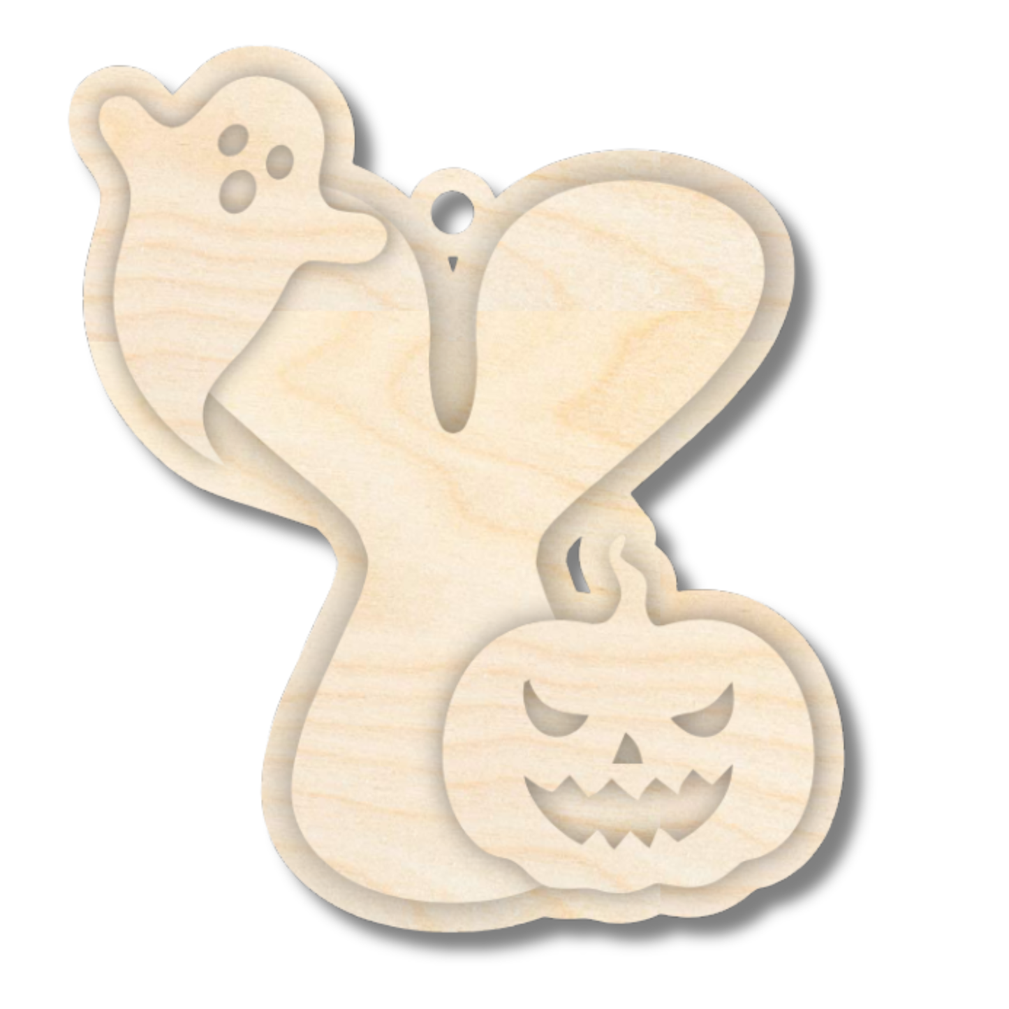 Unfinished Wood Layered Letter Halloween Ghost & Pumpkin Tags | A-Z | 4 Piece | 6" Tall | 1/8" Wood | Wood Craft DIY