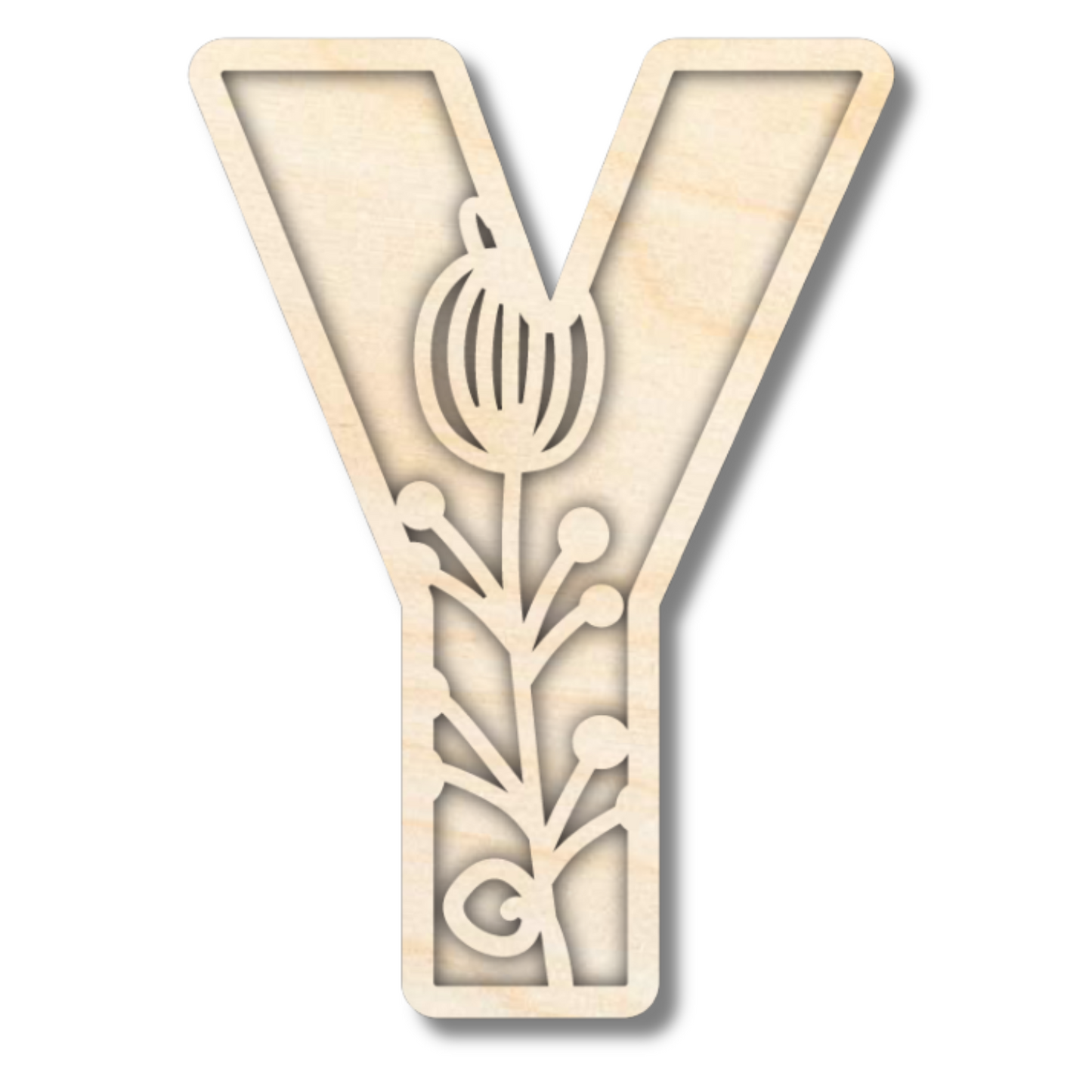 Unfinished Wood Layered Themed Letters | Wild Flowers | A-Z | 2 Piece | up to 24"