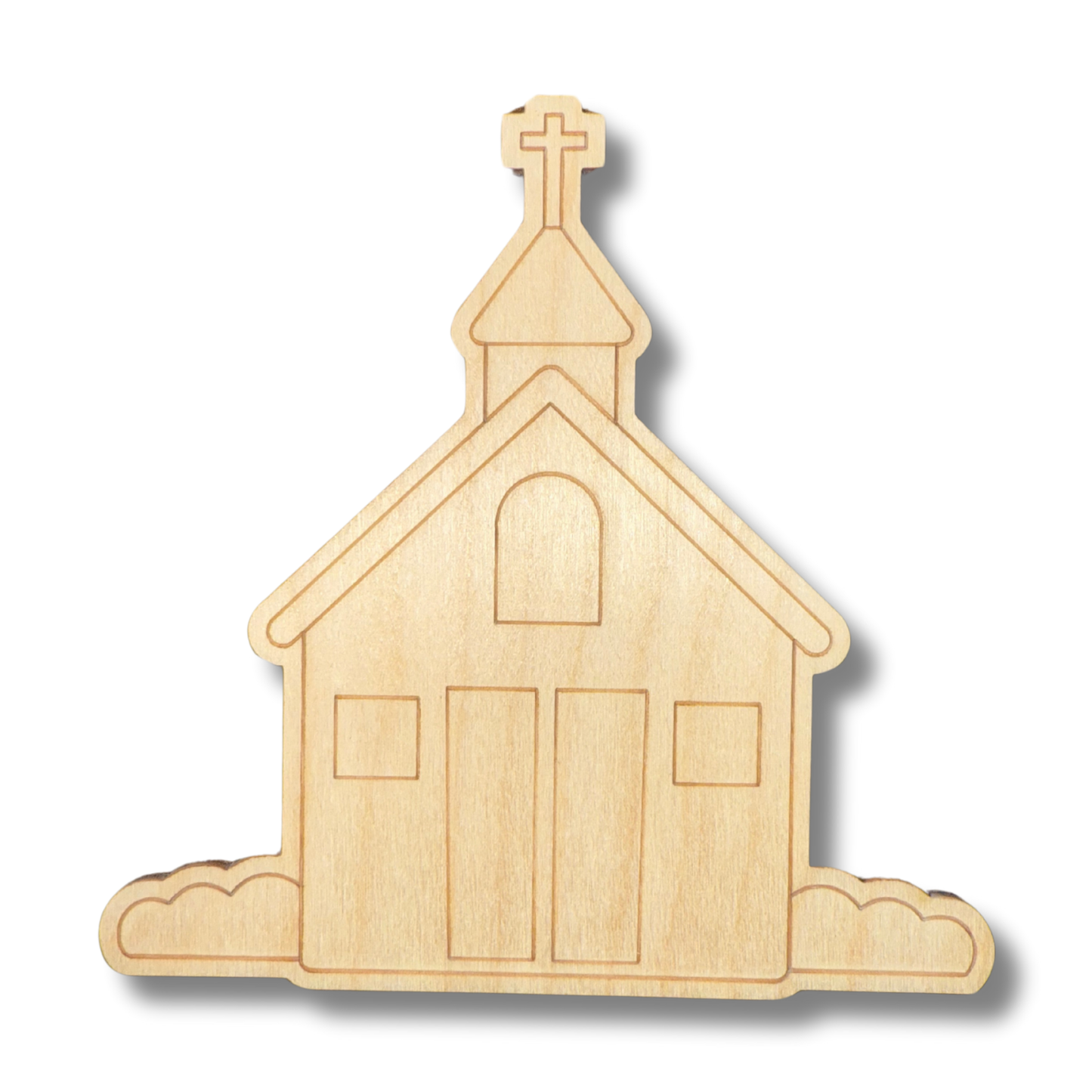 Unfinished Wood Etched Church Shape | Paint By Line Crafts | up to 30" DIY