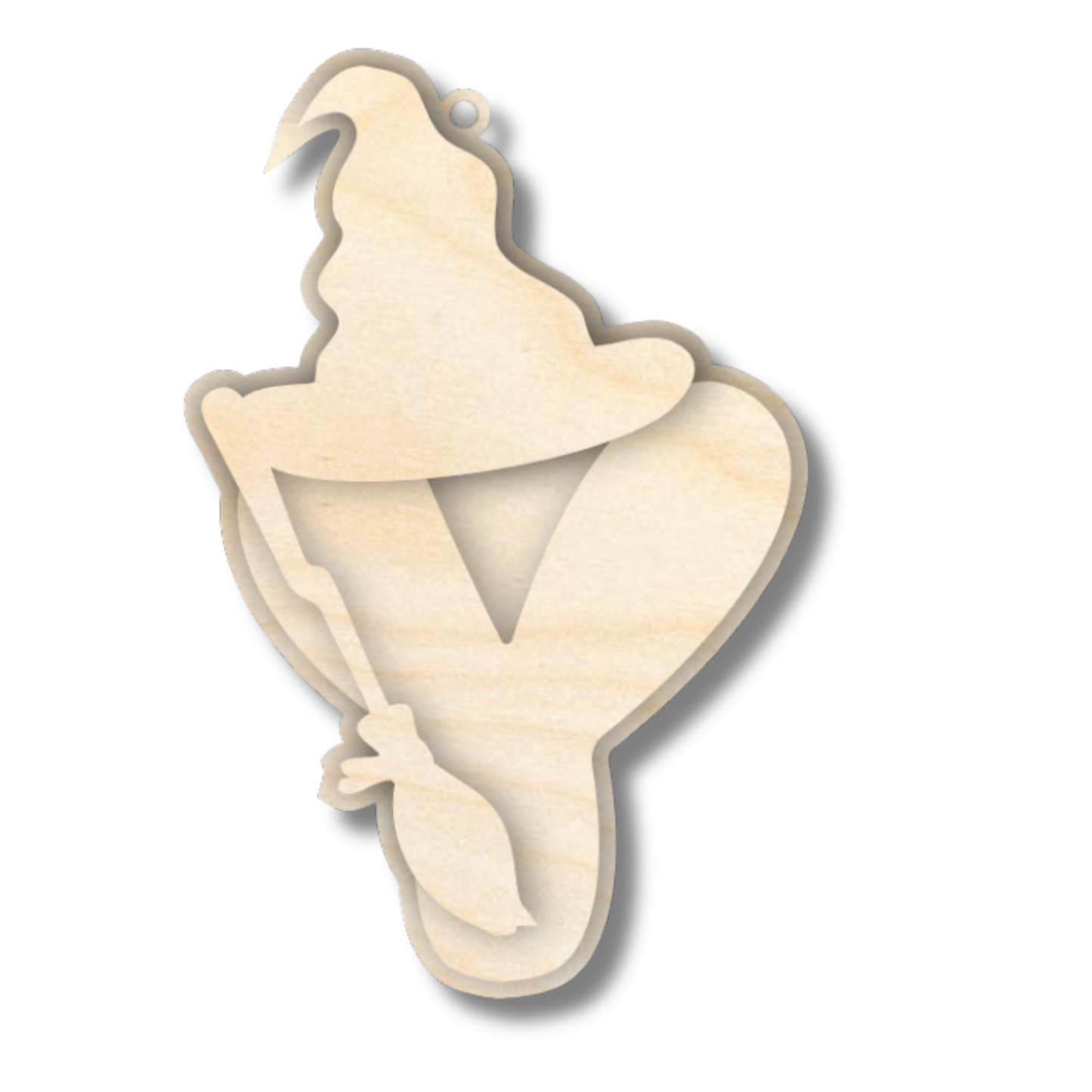 Unfinished Wood Layered Letter Halloween Witch Tags | A-Z | 3 Piece | 6" Tall | 1/8" Wood | Wood Craft DIY