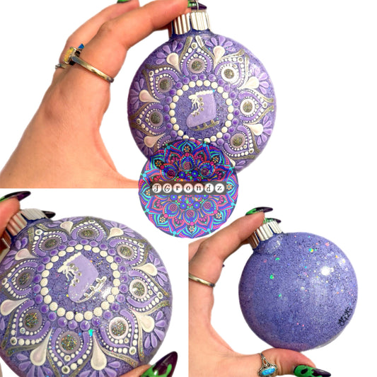3” Ice Skate Mandala Glitter Ornament