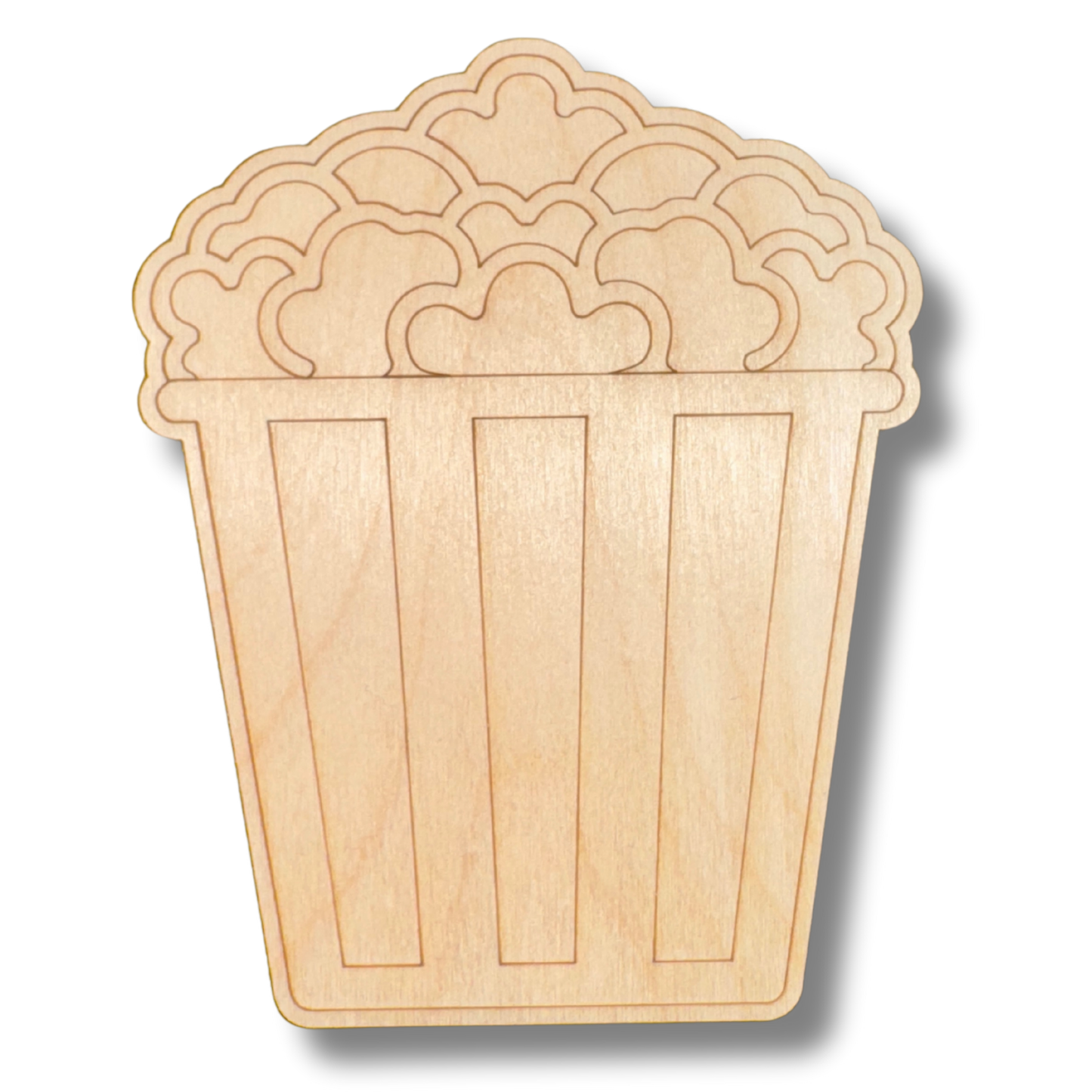 Unfinished Wood Etched Popcorn Shape | Paint By Line Crafts | up to 30" DIY